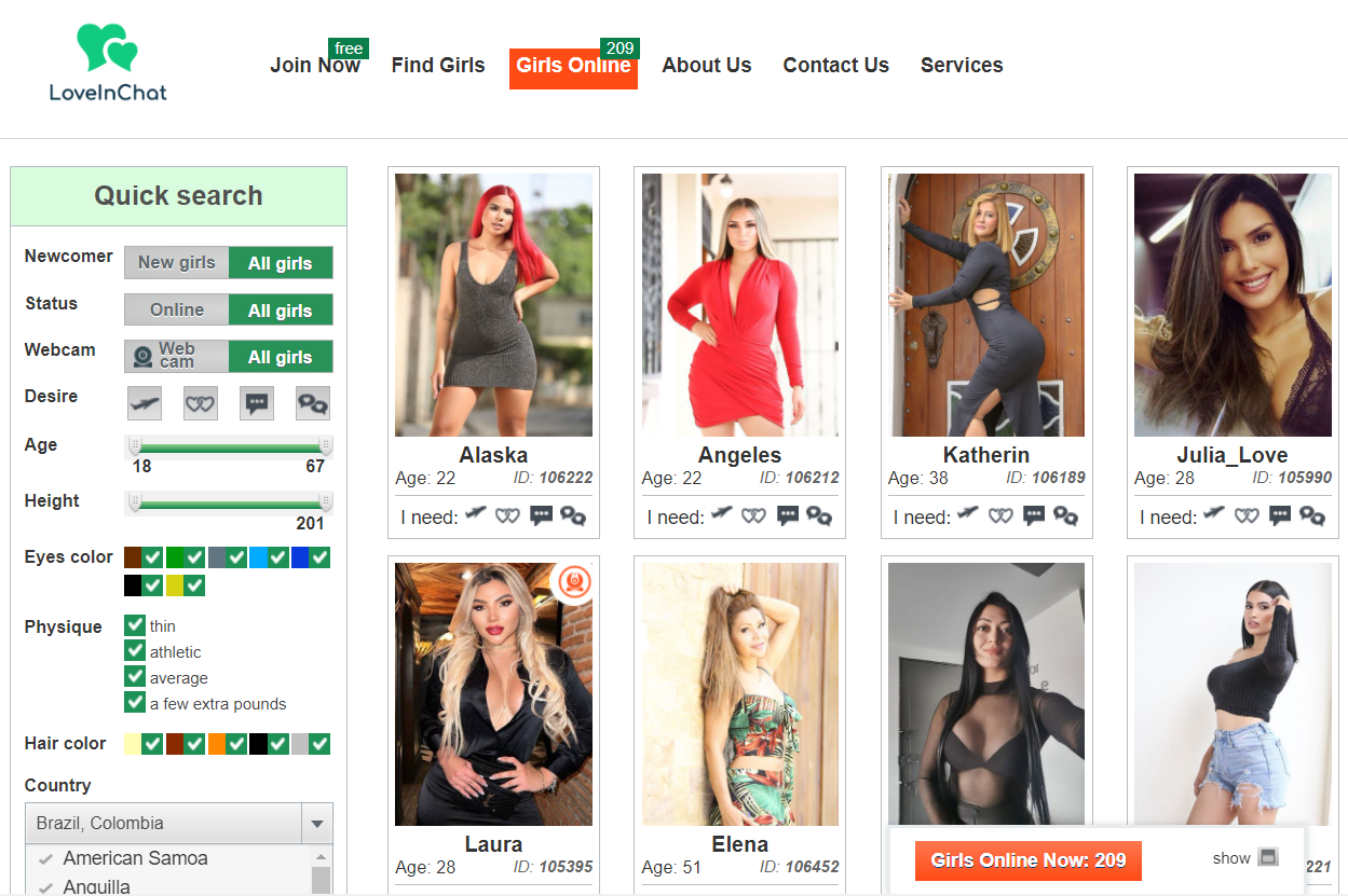 loveinchat profiles screenshot